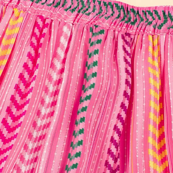 Pink Boho Printed Tasseled Drawstring Ruffled Maxi Skirt - Picture 10 of 10